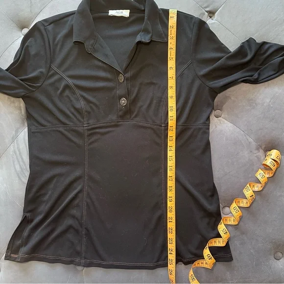 AGB Byer California Vintage Black Empire Waist Two Button Shirt, Versatile Style - Picture 10 of 10